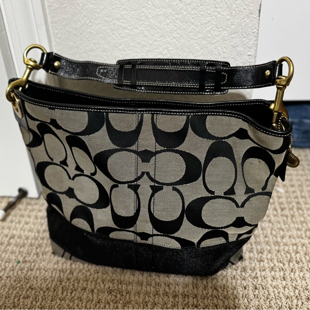 Coach Monogram signature stripe hobo bag Shoulder